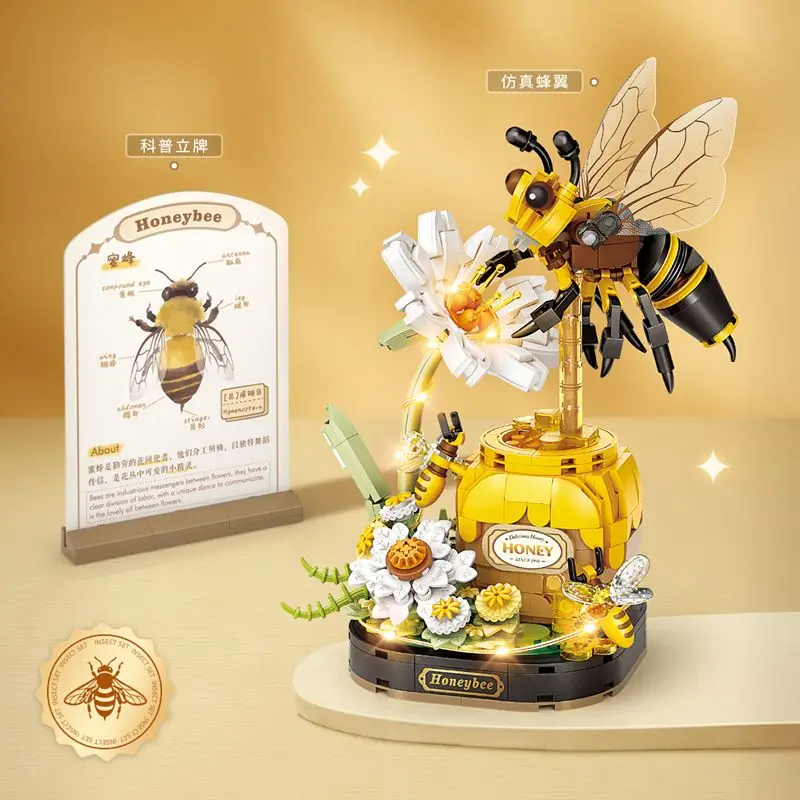 Loz Lighted Insect Set Building Blocks Flowers Diy Decoration Blocks 2025 New Creative Flower Clusters Room Decoration Gifts 4