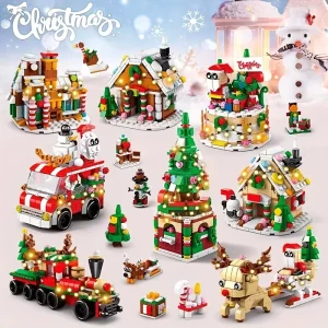 Christmas Gift for Boys Girls Building Block Toy 6 in 1 Train Elk Christmas Tree Gift Ornament Model 2026 Christmas Decoration 1