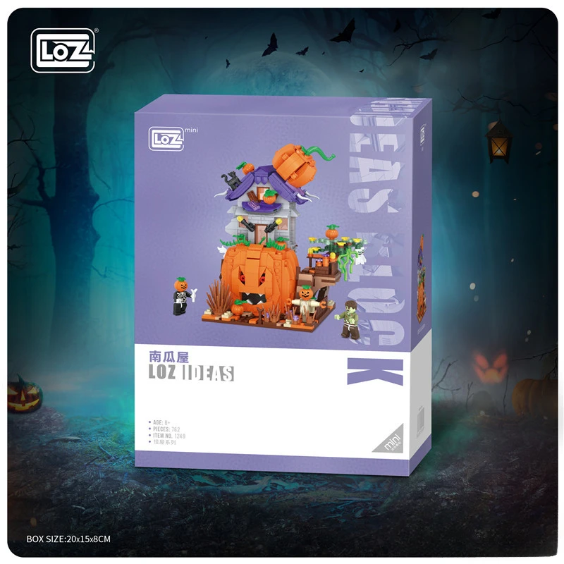 loz small particle mini Building Block Pumpkin House assembly children's street view children's educational toy model 4
