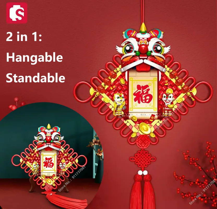Sembo New Year Bouquet Light Music Box Building Block Chinese Decoration for Spring Festival Flowers Orange Tree New Year Gift 4