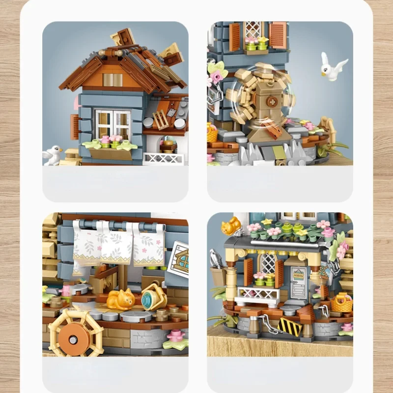 LOZ Windmill House Music Box Building blocks for kids or adults Sound Diamond Blocks Flowers Toy Villa Assembly Toy Gift 1239 4